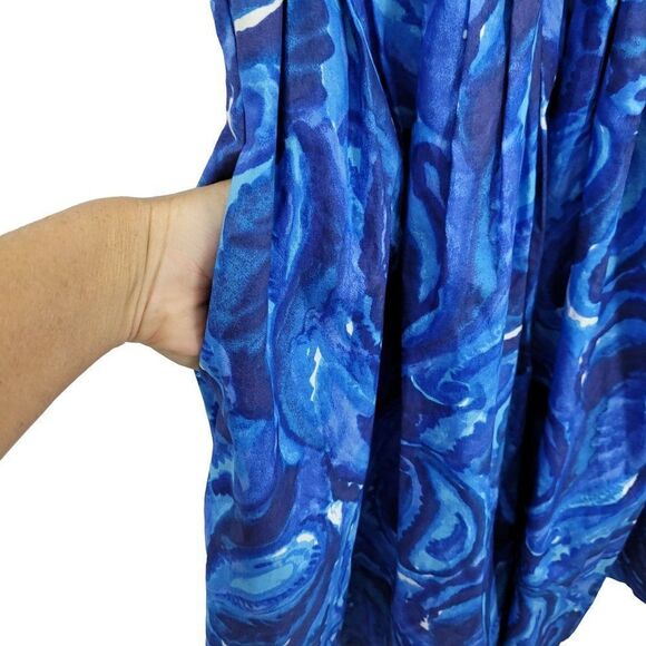 Michael Michael Kors Dress Starry Night Print Twist Racerback Fit & Flare Blue 8 - Picture 4 of 15